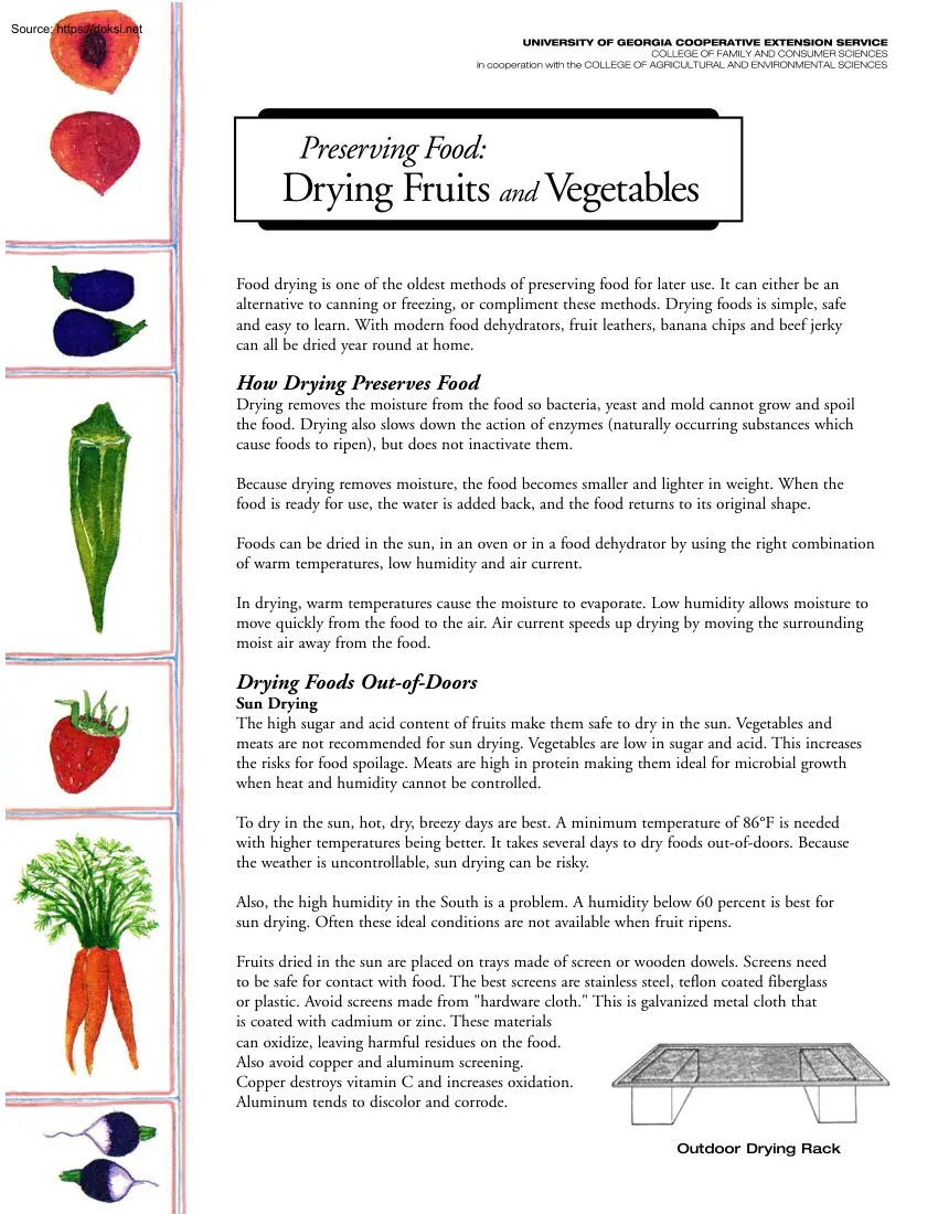 Preserving Food, Drying Fruits and Vegetables