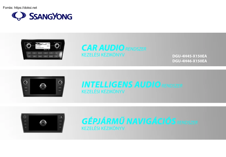 Ssangyong Car Audio és navigációs rendszer kézikönyv