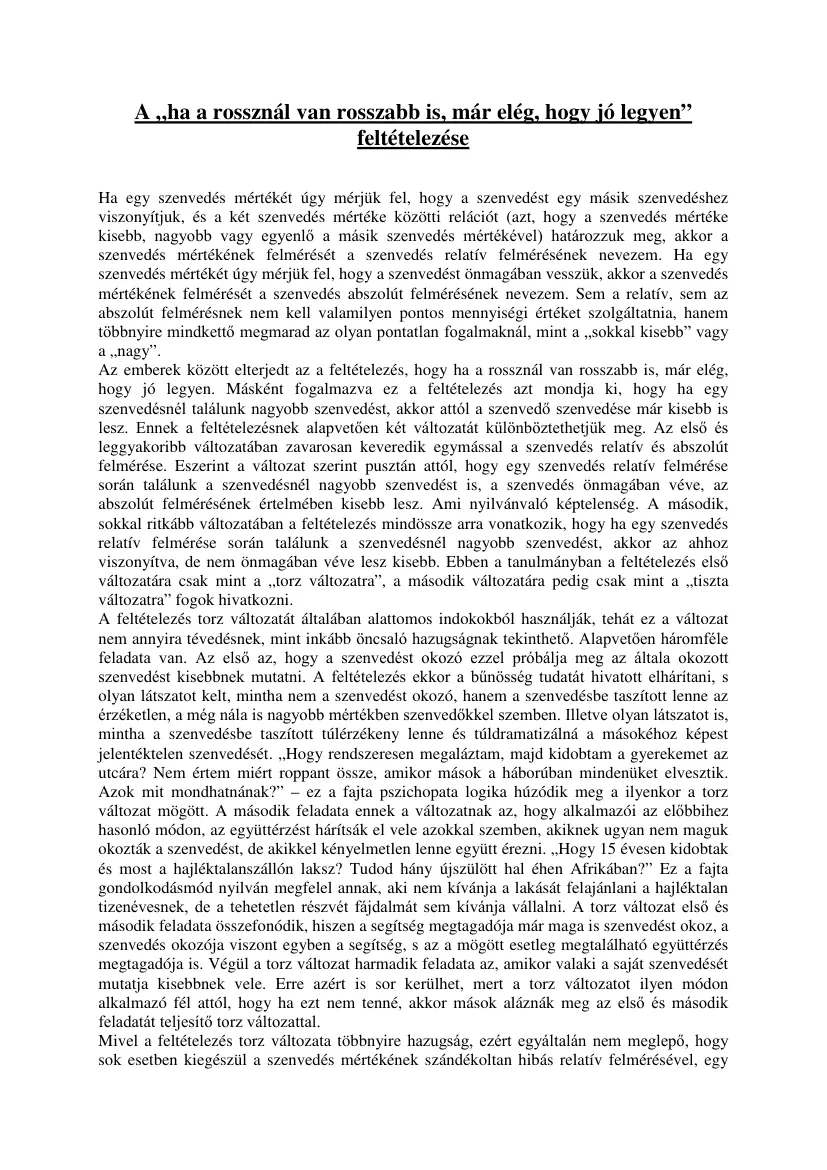 Ritter Teodor - Ha a rossznál van rosszabb is, már elég, hogy jó legyen feltételezése