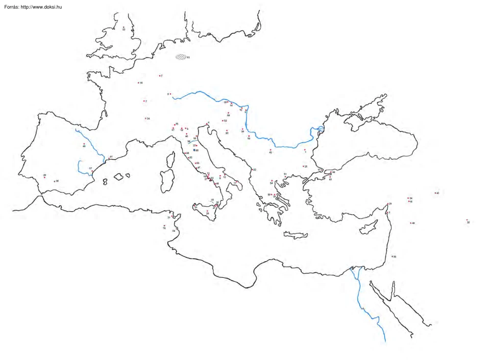 Római Birodalom vaktérkép, megoldással