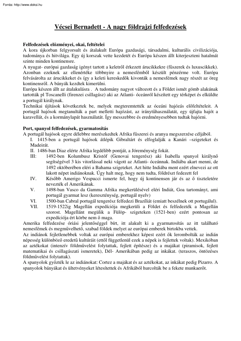 Vécsei Bernadett - A nagy földrajzi felfedezések