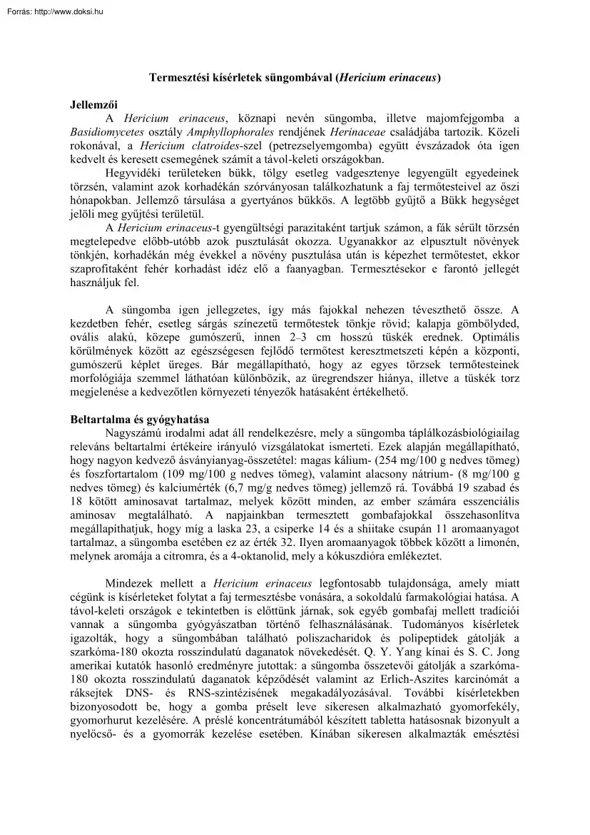 Kliegl Diána - Termesztési kísérletek süngombával