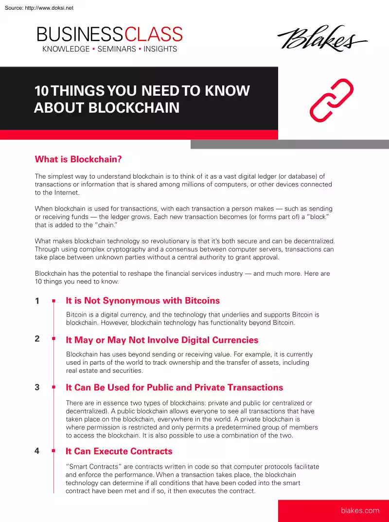 10 Things You Need to Know about Blockchain
