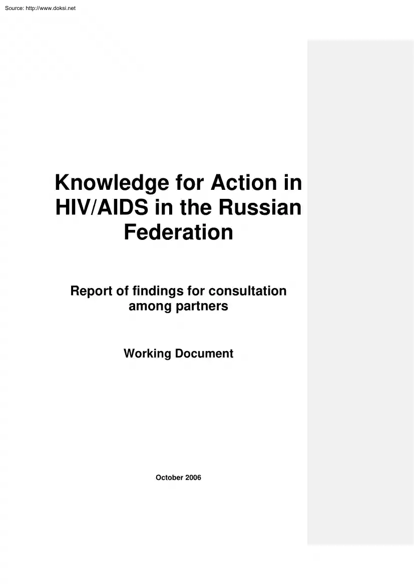 Knowledge for Action in HIV AIDS in the Russian Federation