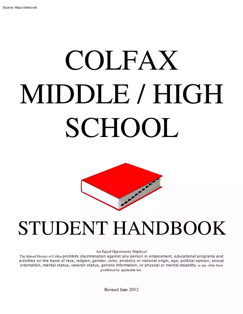Colfax Middle and High School, Student Handbook