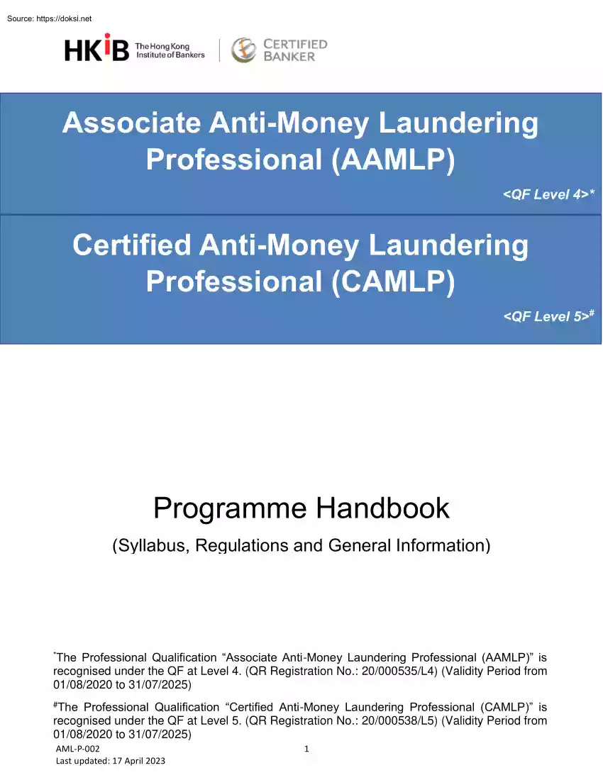 AAMLP CAMLP Programme Handbook