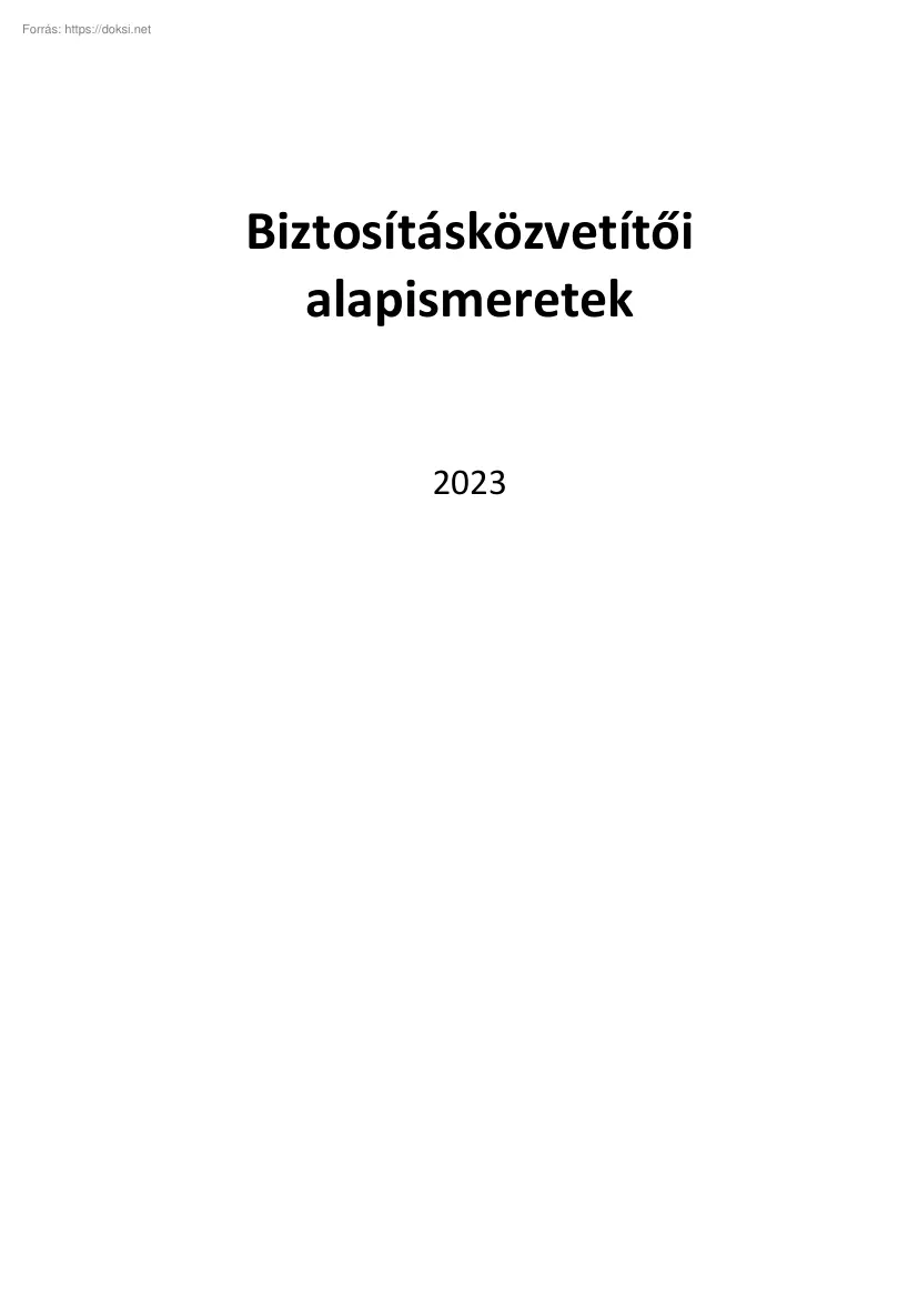 Biztosításközvetítői alapismeretek