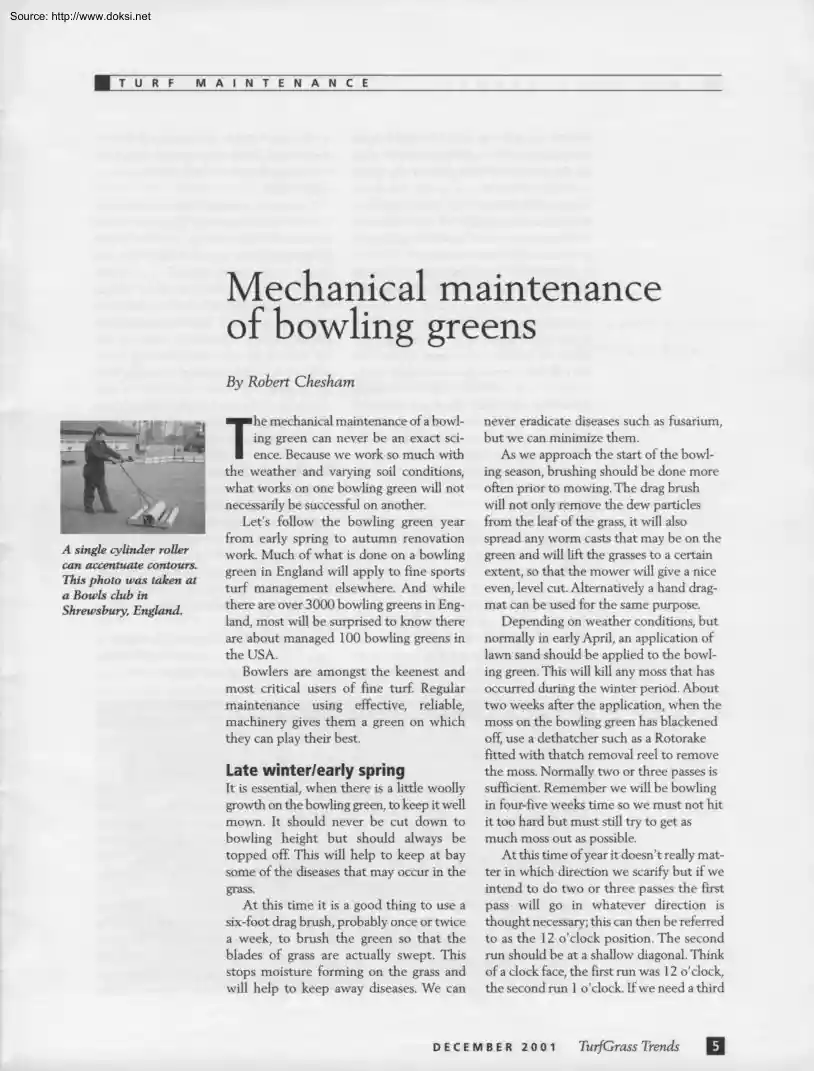 Robert Chesham - Mechanical Maintenance of Bowling Greens