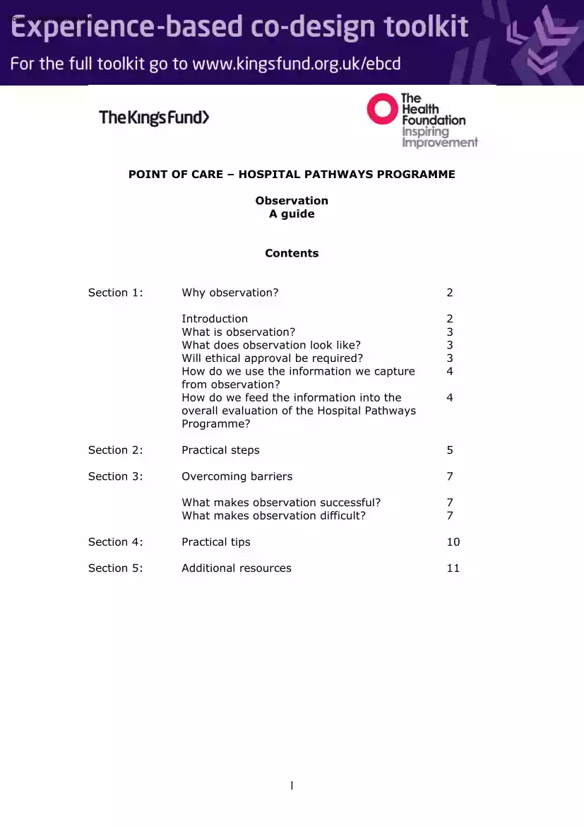 Point of Care, Hospital Pathways Programme