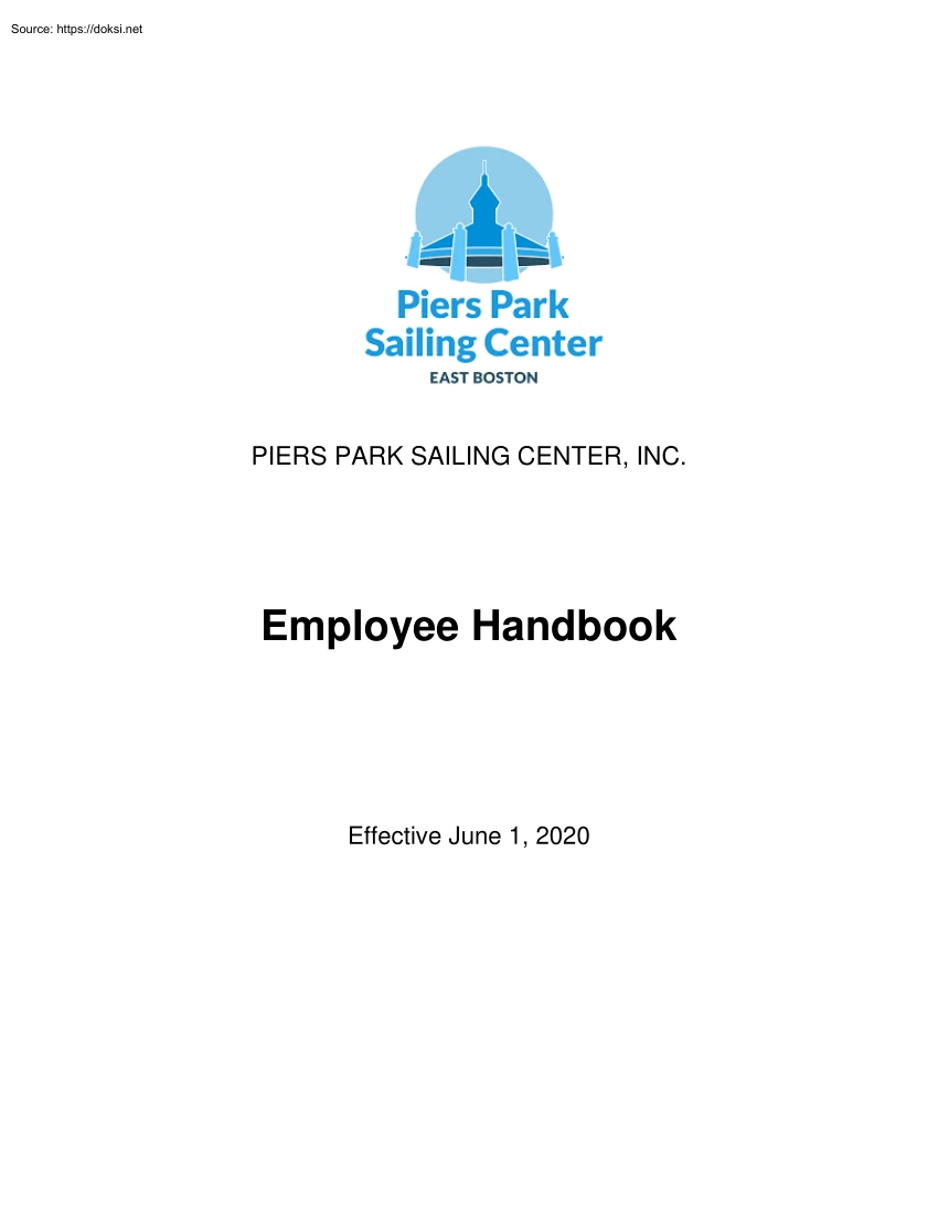 Employee Handbook, Piers Park Sailing Center