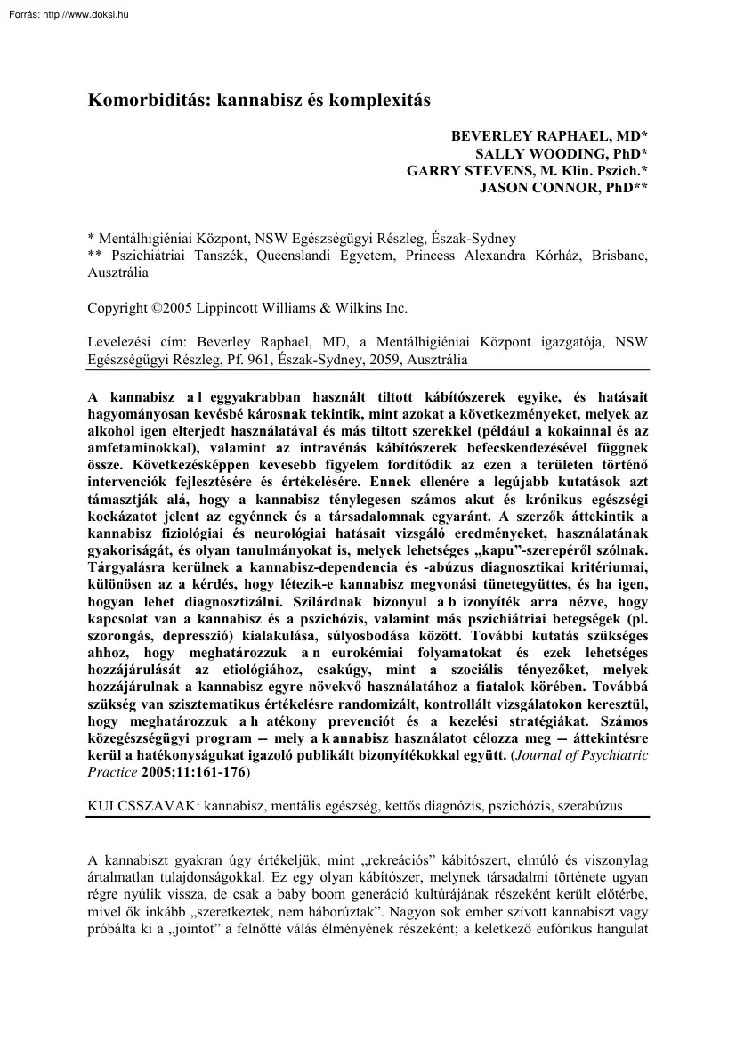 Komorbiditás, kannabisz és komplexitás