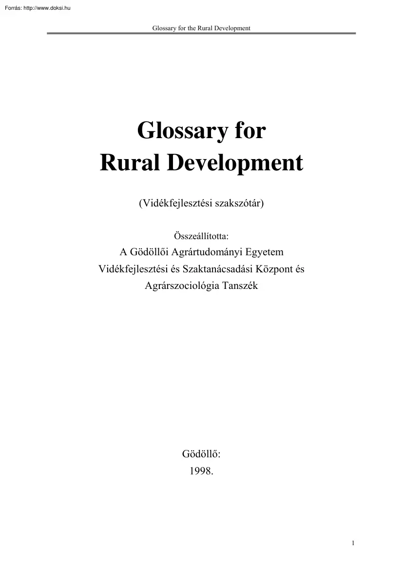 Glossary for rural development