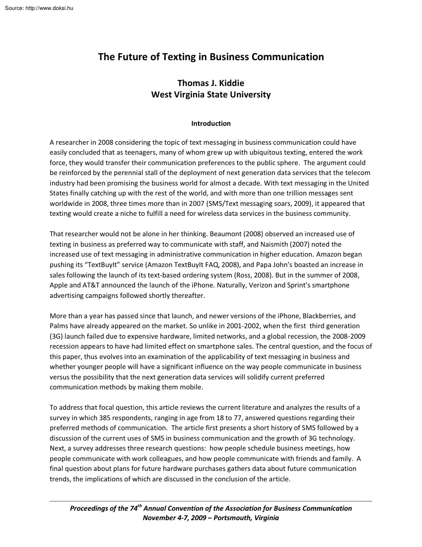 Thomas Kiddie - The future of texting in business communication