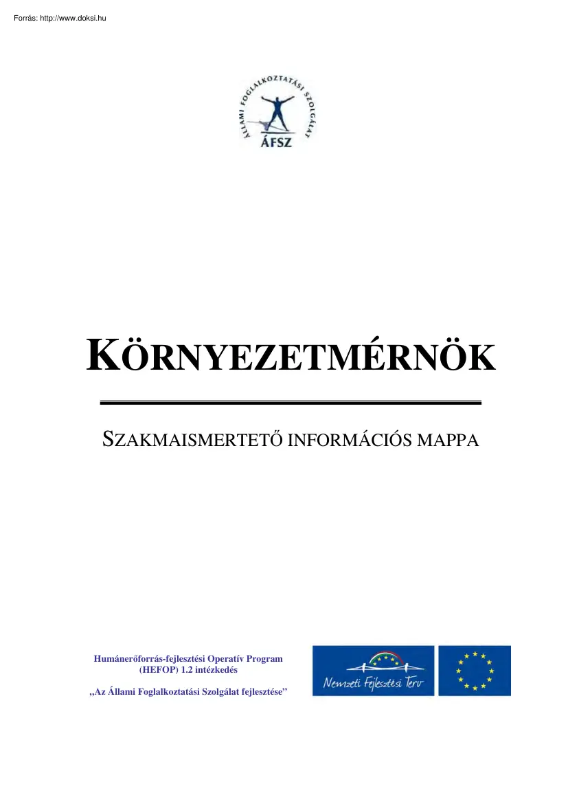 Környezetmérnök, szakmaismertető információs mappa