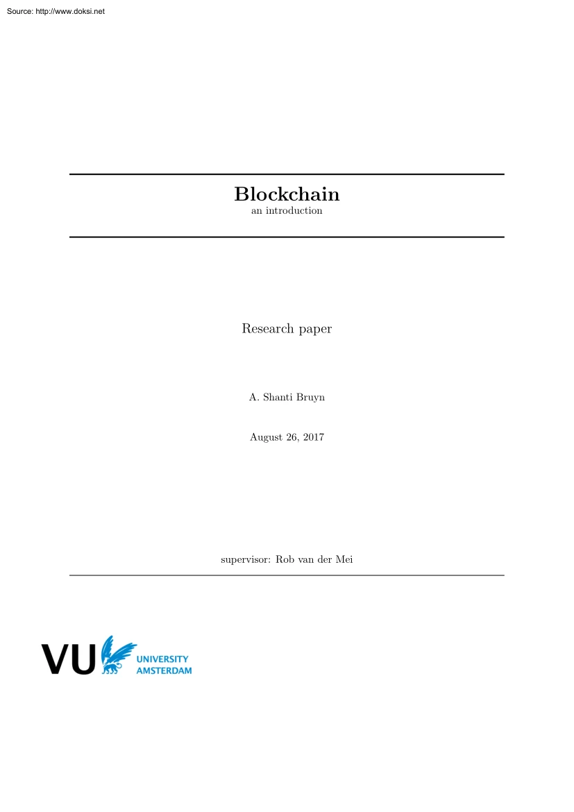 A. Shanti Bruyn - Blockchain, An Introduction