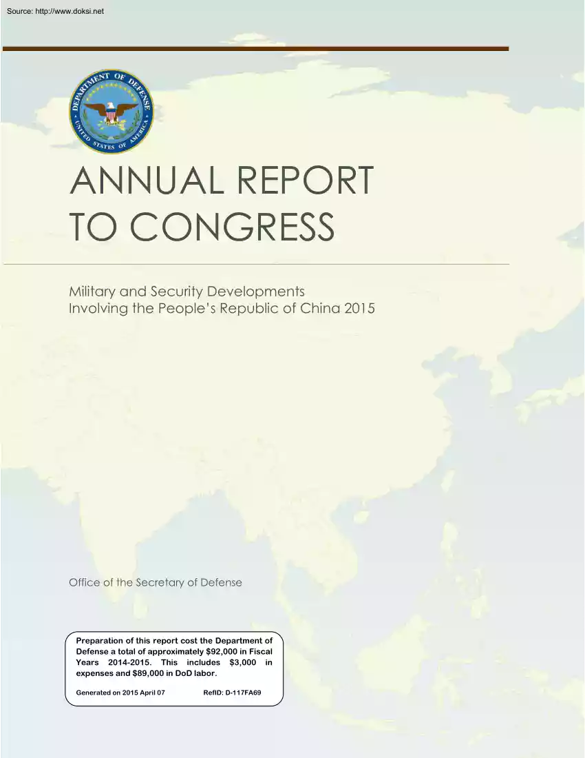 Military and Security Developments involving the Peoples Republic of China, 2015
