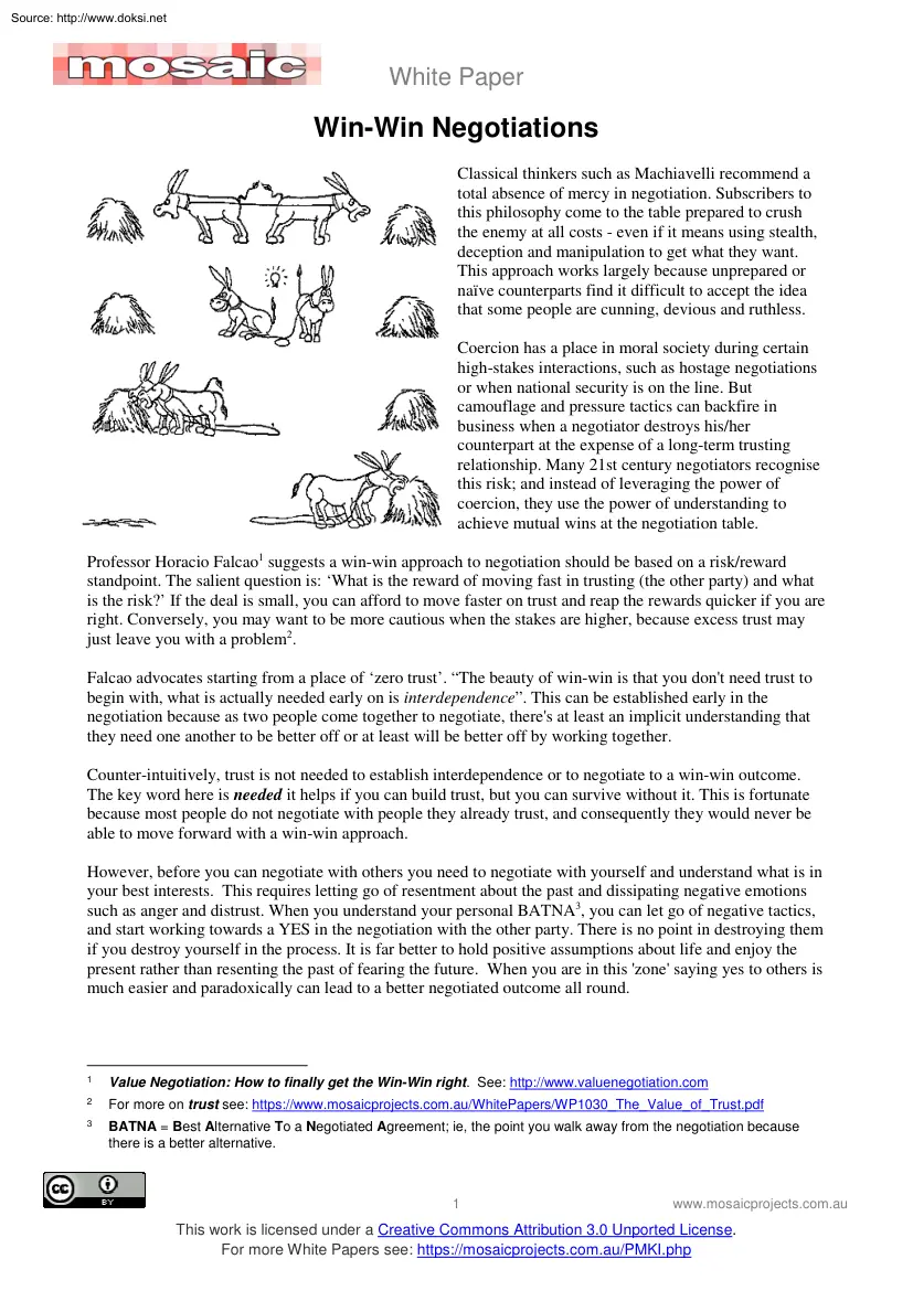 Win-Win Negotiations