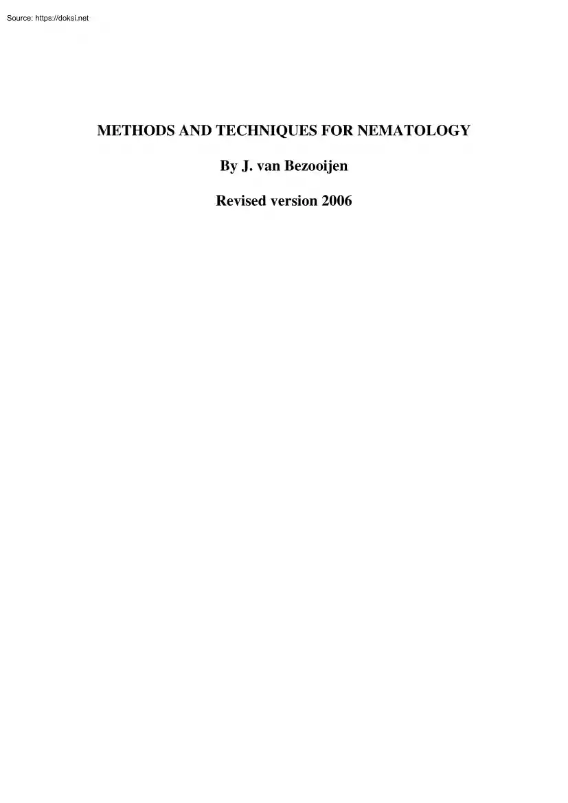 J. van Bezooijen - Methods and Techniques for Nematology
