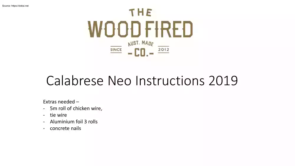 Calabrese Neo Instructions