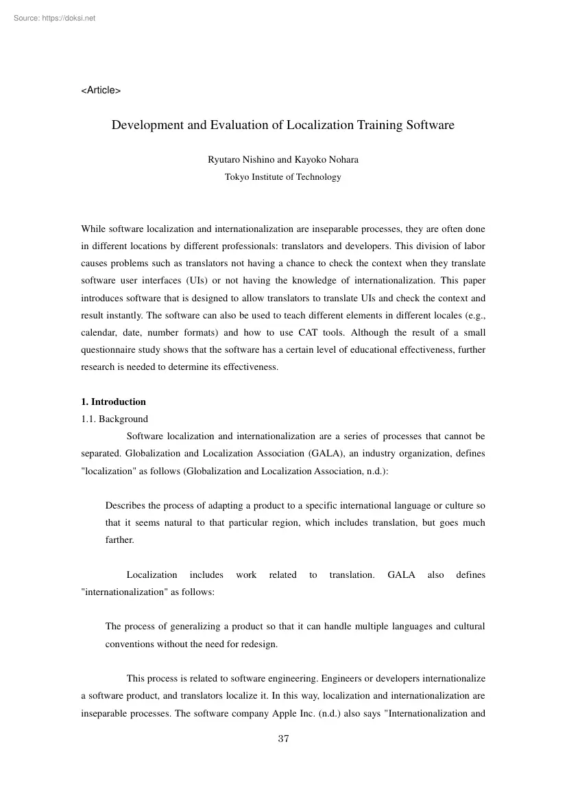 Nishino-Nohara - Development and Evaluation of Localization Training Software