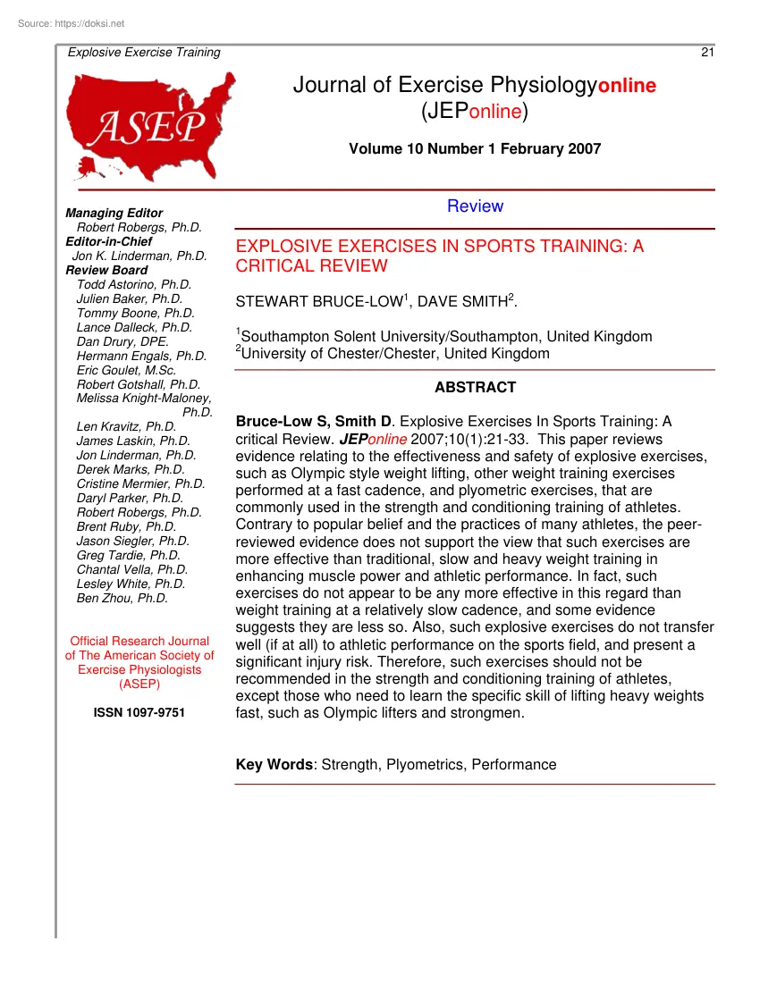 Explosive exercises in sports training, a critical review
