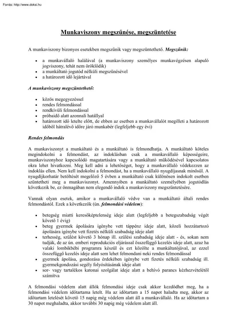 Munkaviszony megszűnése, megszüntetése