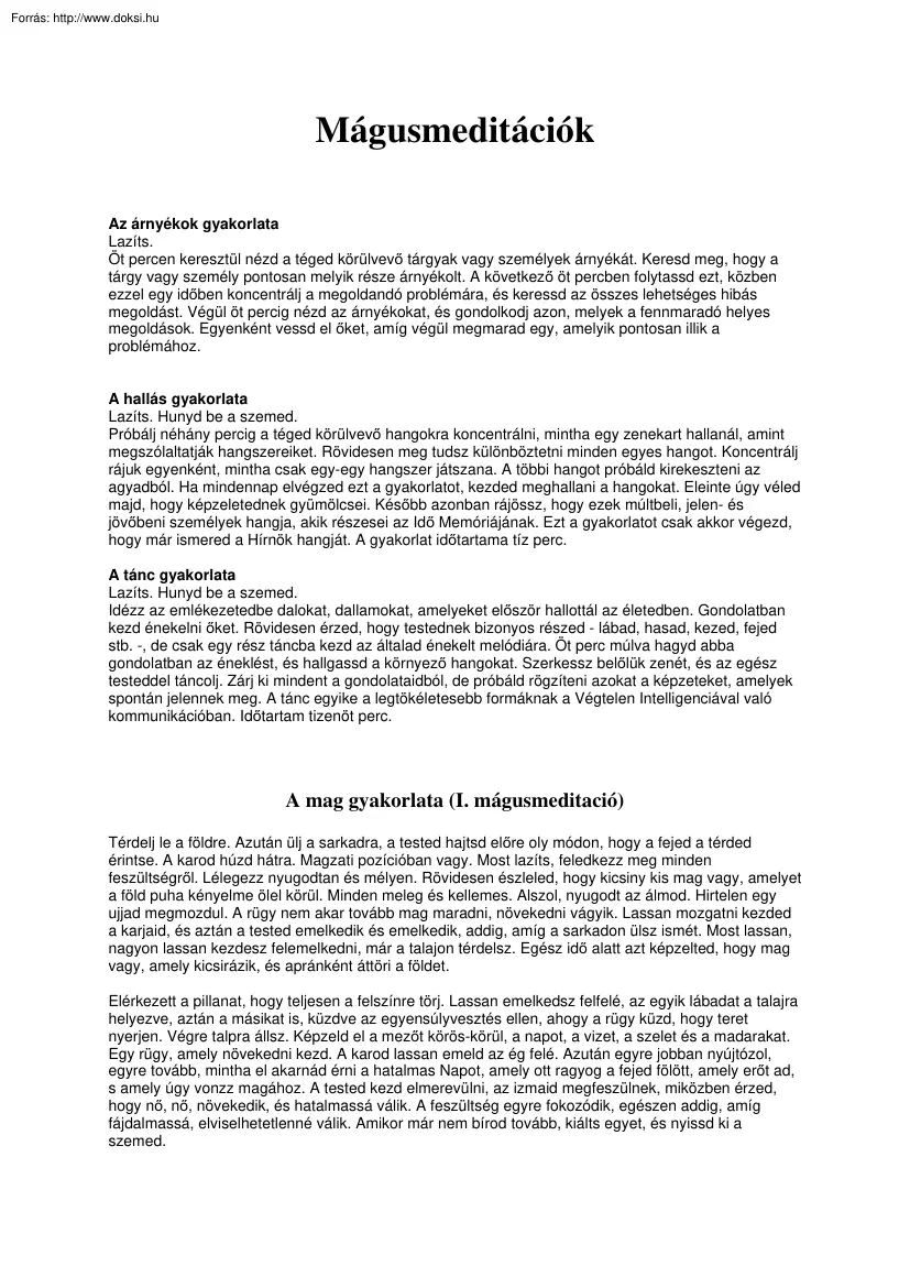 Mágusmeditációk