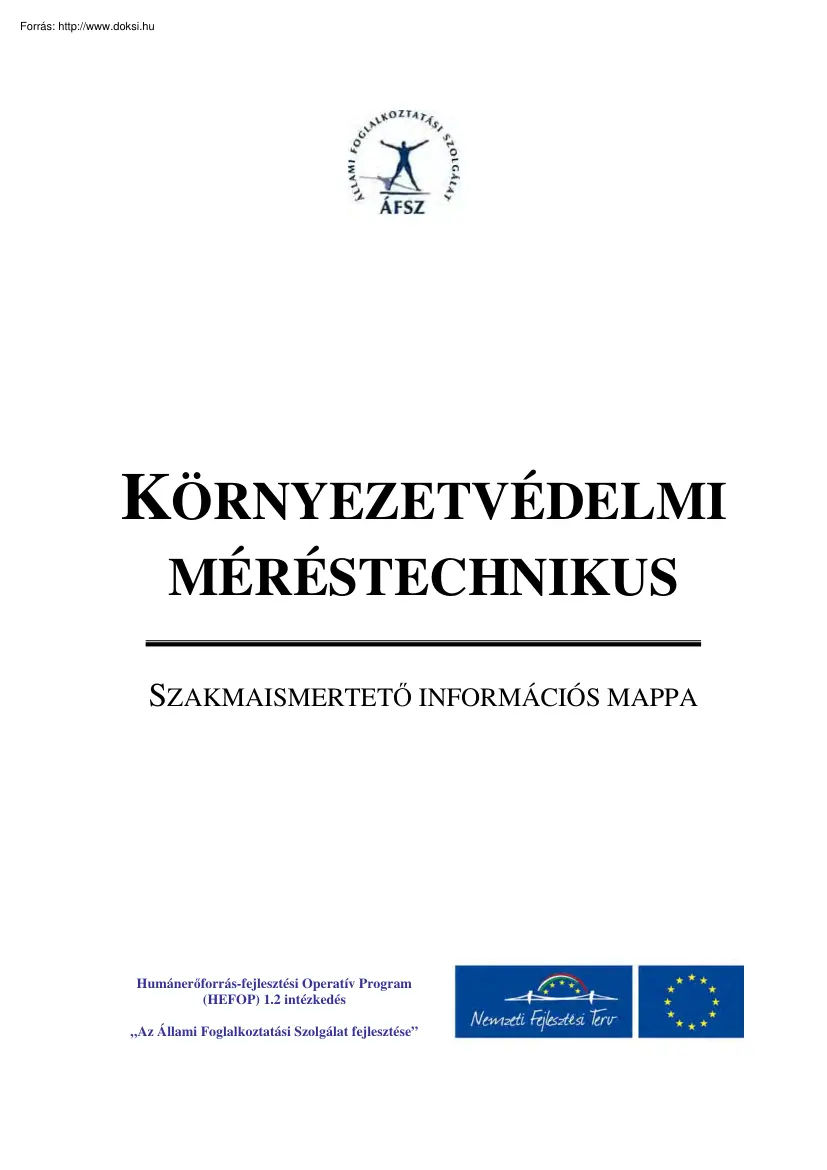 Környezetvédelmi méréstechnikus, szakmaismertető információs mappa