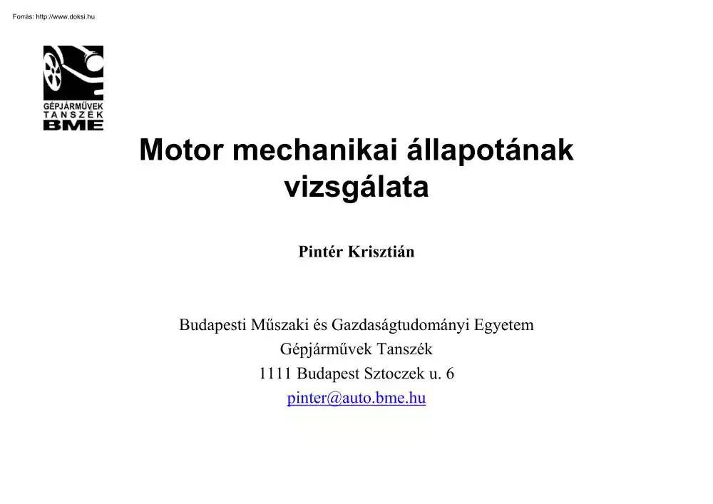 Pintér Krisztián - Motor mechanikai állapotának vizsgálata