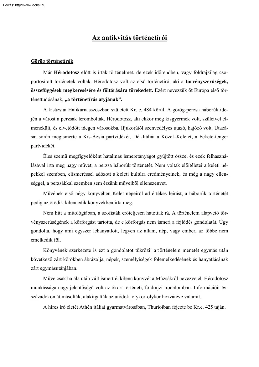 Az antikvitás történetírói