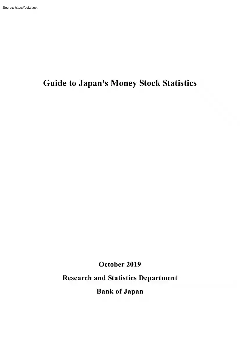 Guide to Japans Money Stock Statistics