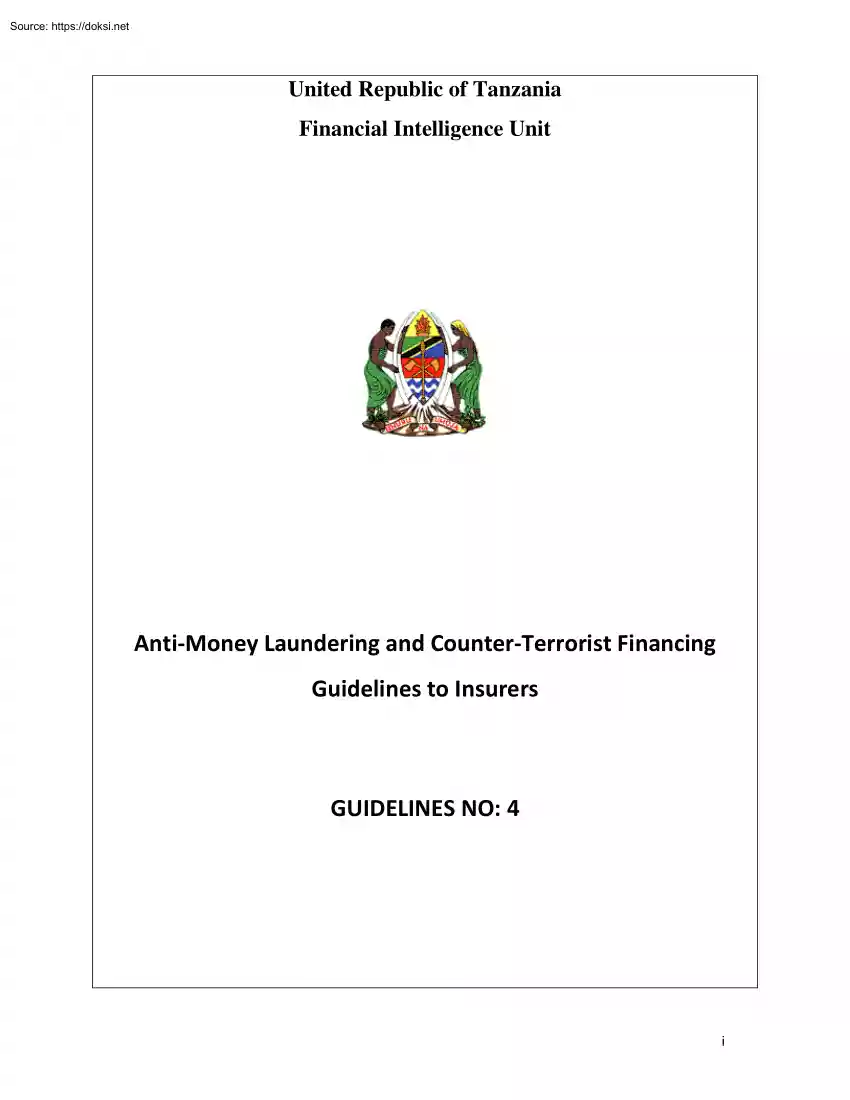 Anti Money Laundering and Counter Terrorist Financing Guidelines to Insurers