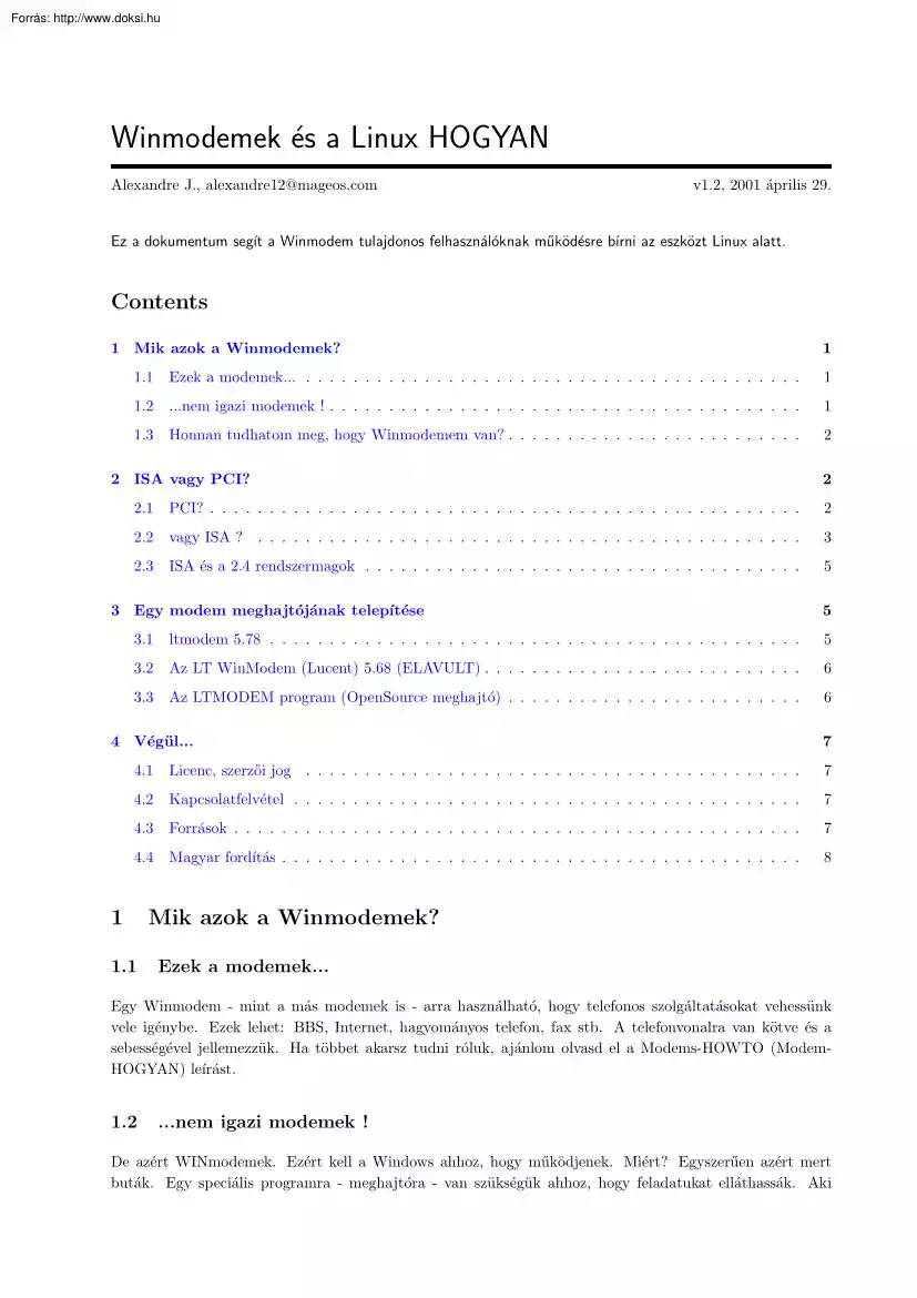 Alexandre J. - Winmodemek és a Linux