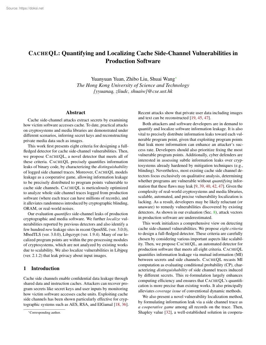 CACHEQL, Quantifying and Localizing Cache Side-Channel Vulnerabilities in Production Software