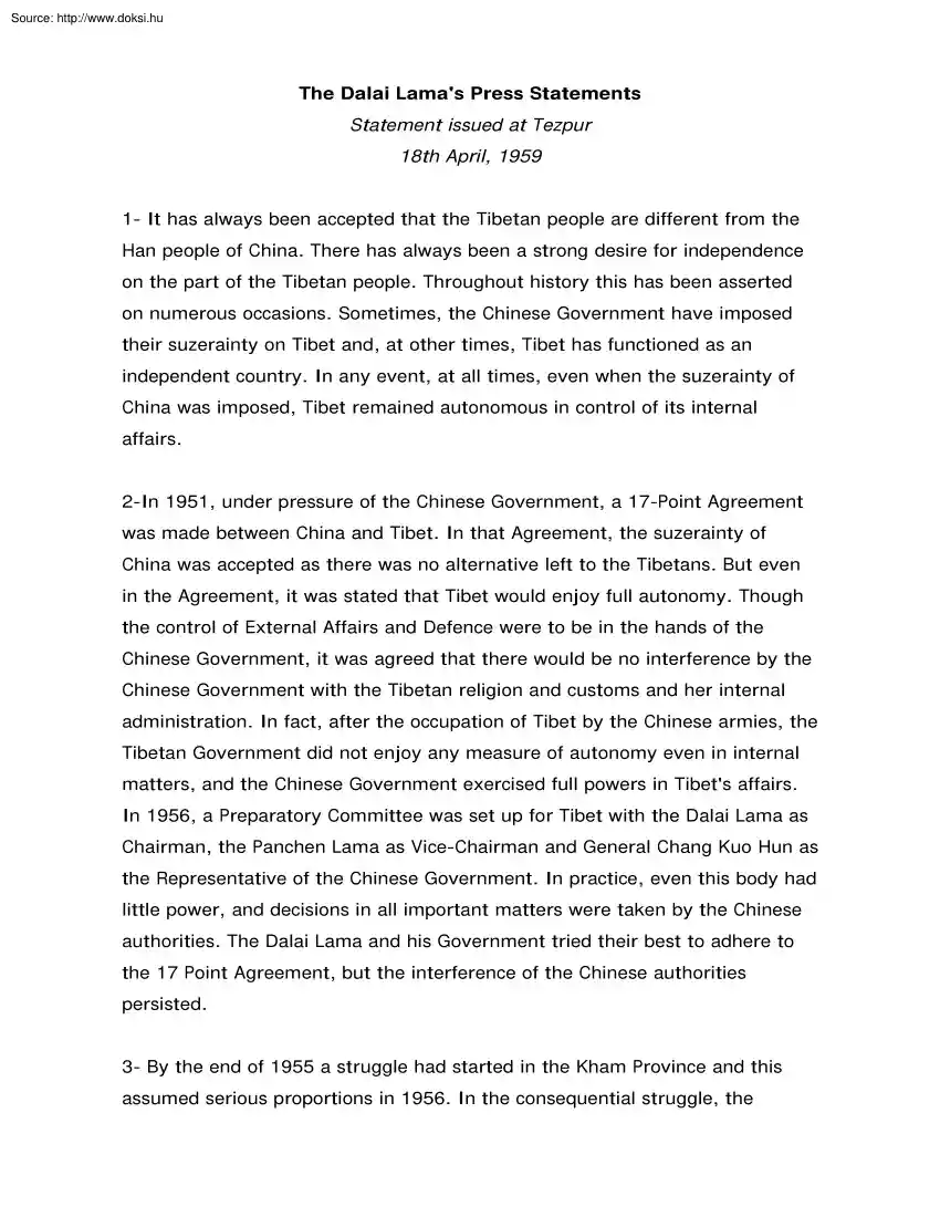 The Dalai Lamas Press Statements