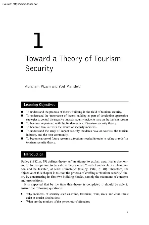 Abraham-Yoel - Toward a Theory of Tourism Security