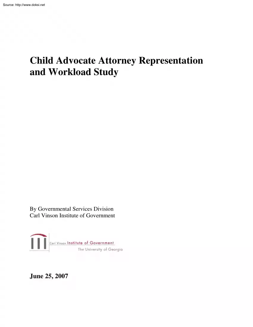 Child Advocate Attorney Representation and Workload Study