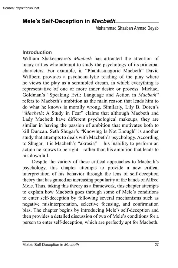 Mohammad Shaaban Ahmad Deyab - Meles Self-Deception in Macbeth