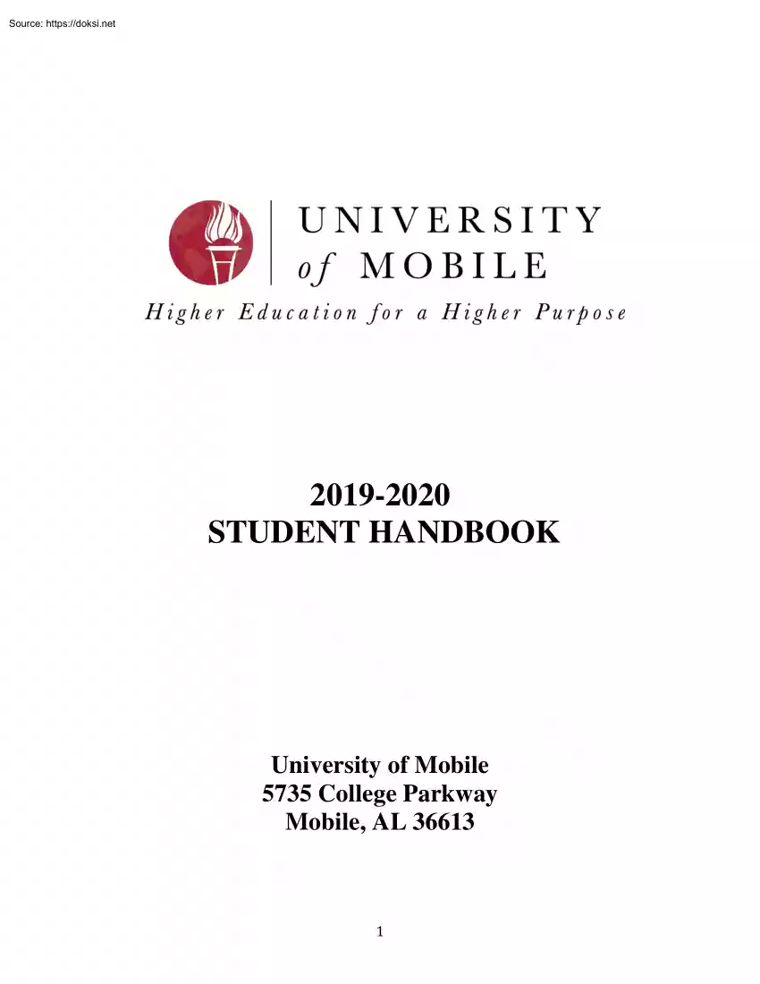 University of Mobile, Student Handbook