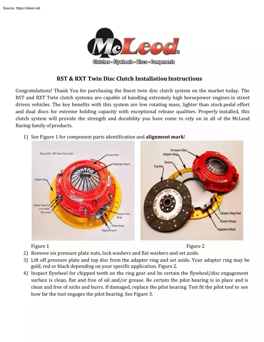 RST and RXT Twin Disc Clutch Installation Instructions