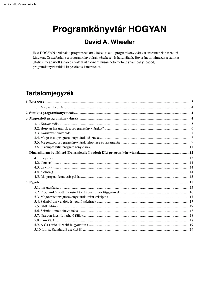 David A. Wheeler - Programkönyvtárak Linux alatt