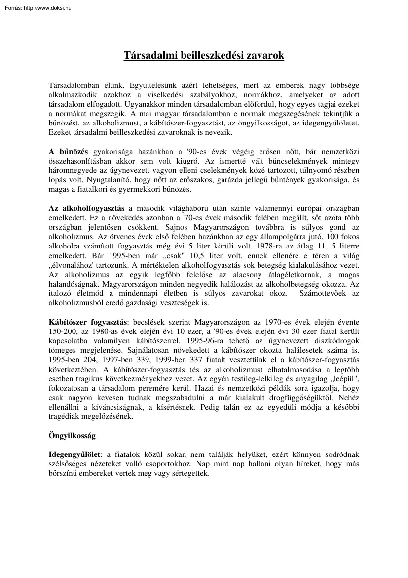 Társadalmi beilleszkedési zavarok