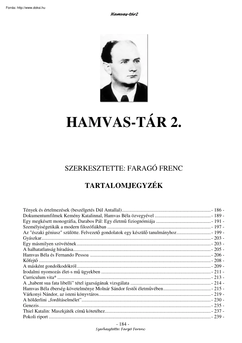 Faragó Ferenc - Hamvas tár 2.