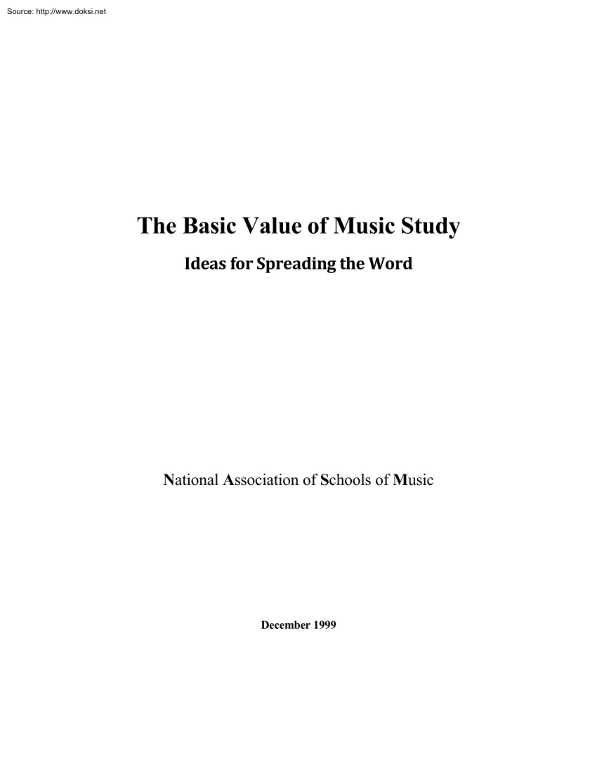The Basic Value of Music Study, Ideas for Spreading the Word
