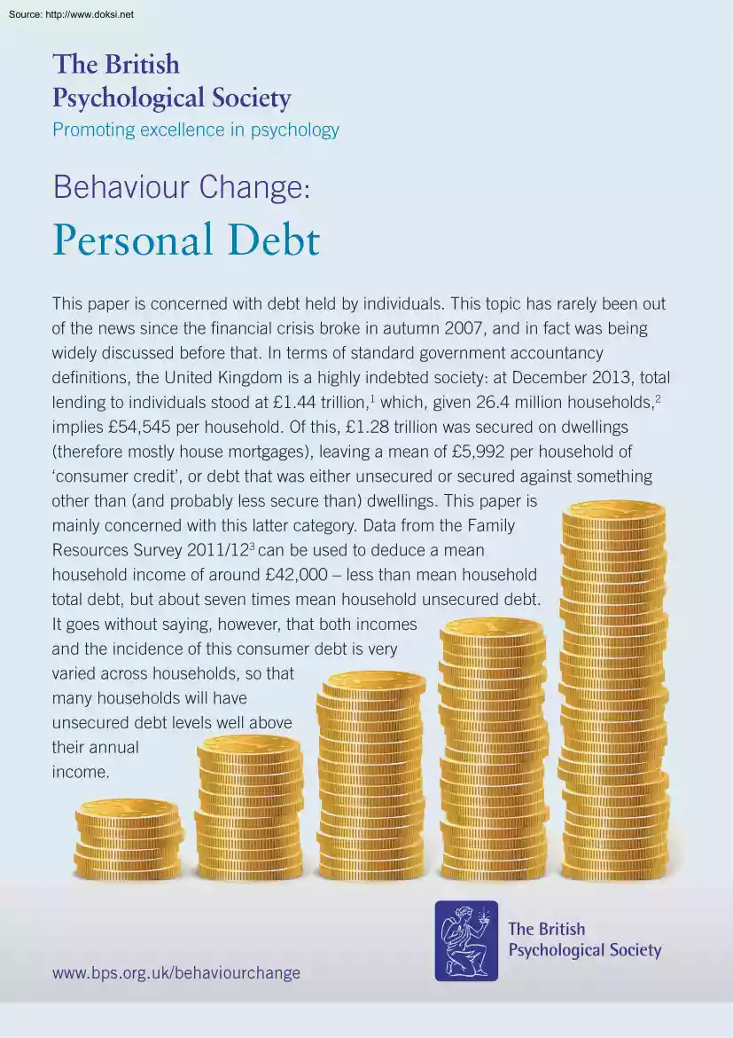 Behaviour Change, Personal Debt