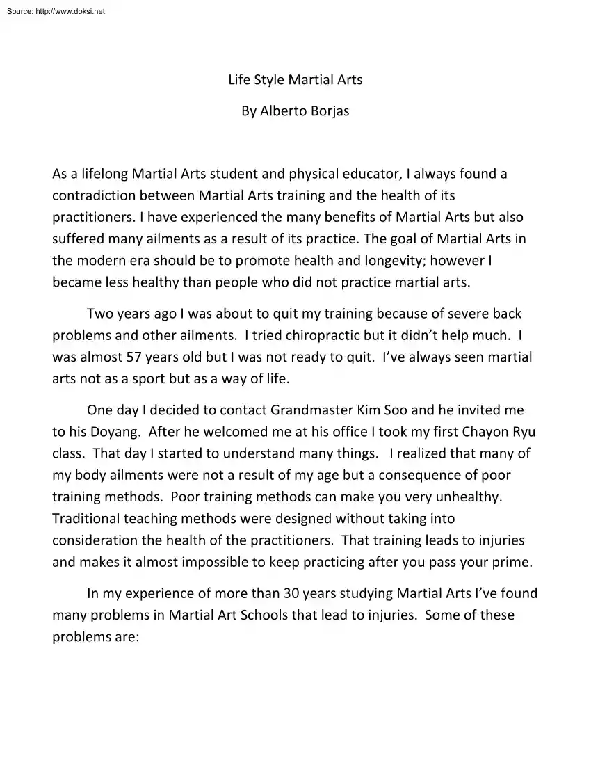 Alberto Borjas - Life Style Martial Arts