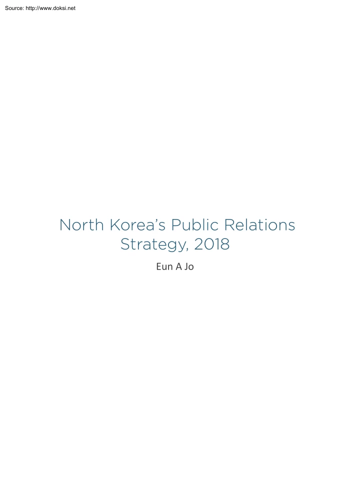 Eun A Jo - North Koreas Public Relations Strategy