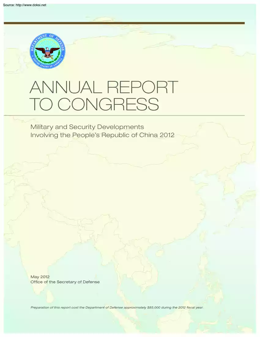 Military and Security Developments involving the Peoples Republic of China, 2012