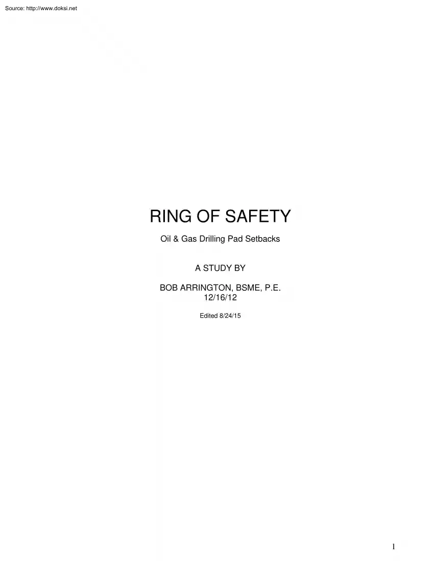 Ring of Safety, Oil and Gas Drilling Pad Setbacks