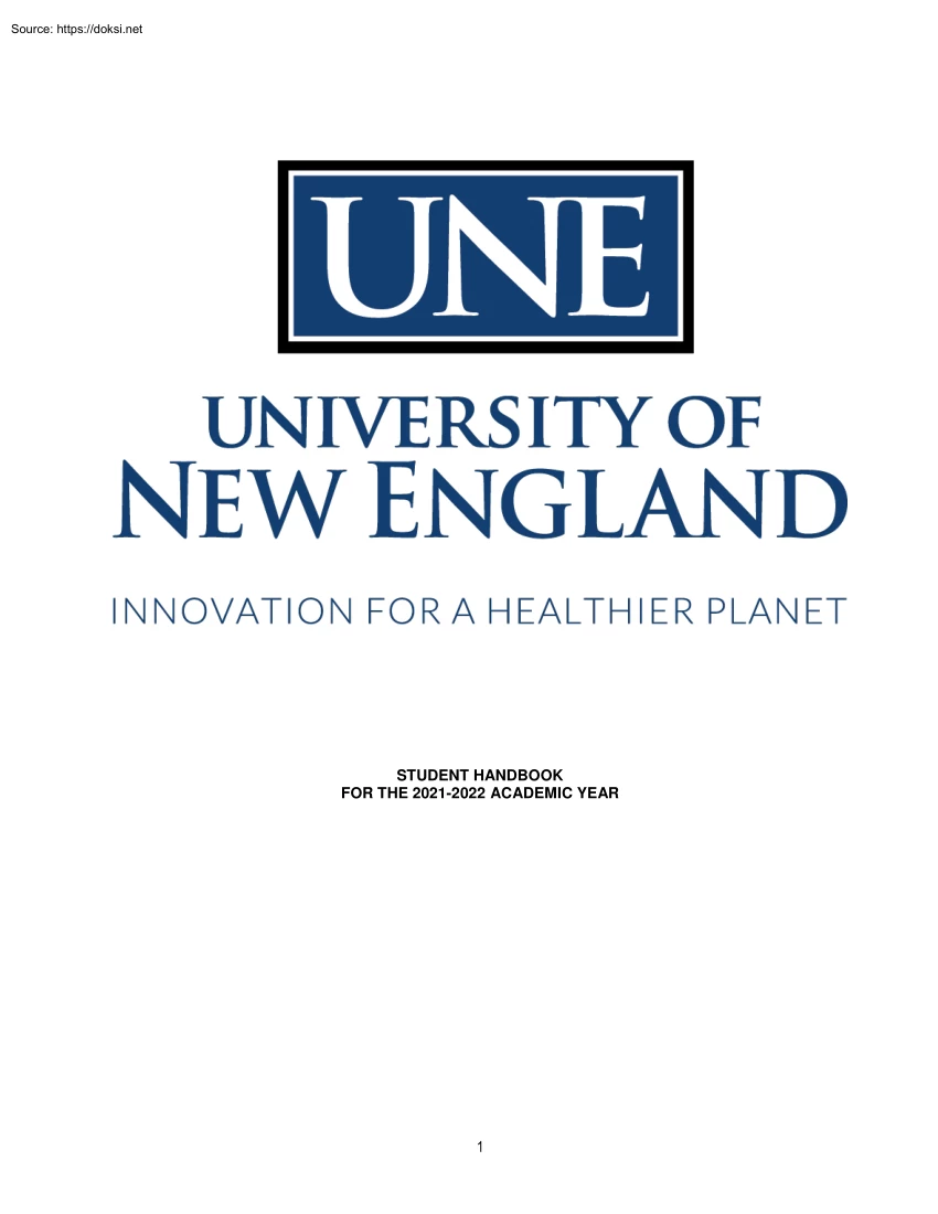 University of New England, Student Handbook
